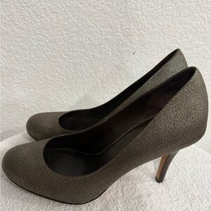 Cole Haan Metallic Taupe Round-Toe Pumps